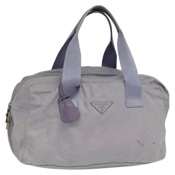 PRADA Boston Bag Nylon Purple Silver Auth 115876 - Picture 1 of 15
